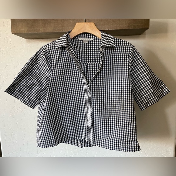 Achro Women’s Gingham Crop Top with Buttons along the back—Collard—Size Small••• - Picture 7 of 13